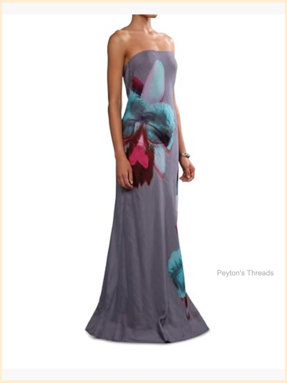 Linen Silk Shift Dress Square Neck Strapless Maxi Dress with Zipper Back - Picture 2 of 5
